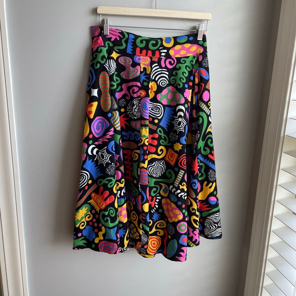 Nooworks Francis Circle Skirt Party Mix cotton blend black colorful size L - Picture 2 of 12